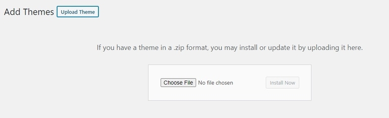 Install a WordPress Theme as a zip file via the backend