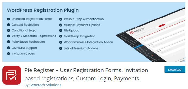 Pie Register WordPress Registration Plugin