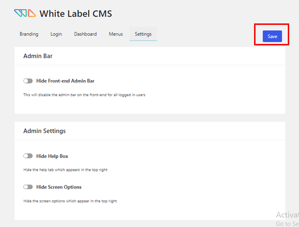 White Label CMS Setting 