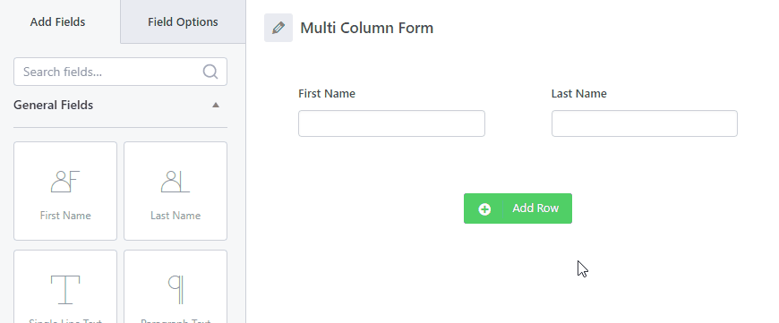 Adding Row With Everest Forms