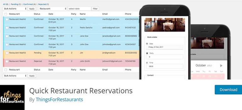Quick Restaurant Reservations WordPress Plugin