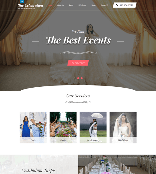 Banquet Hall Wedding WordPress Theme