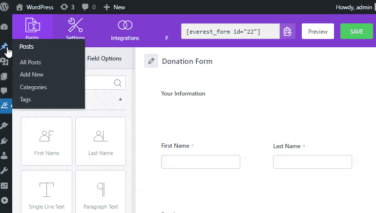 Donation Forms Using Everest Forms Block
