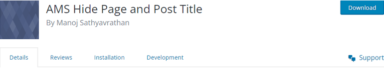AMS Hide Page and Post Title Plugin