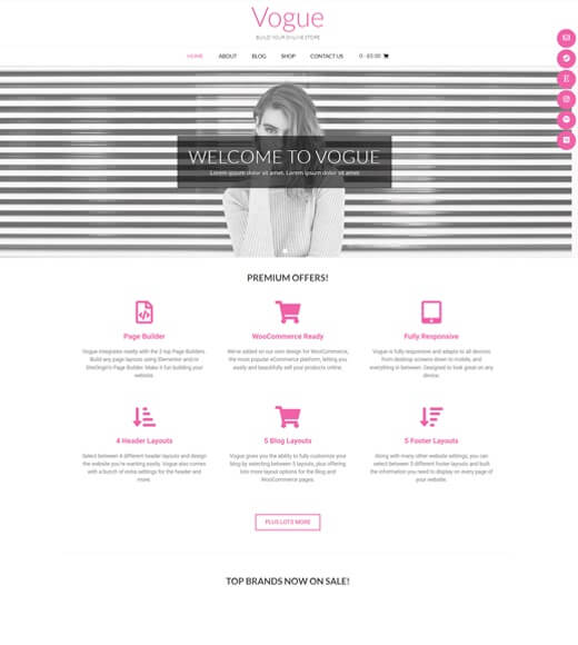 Vogue Theme Demo Site as One of the Best Elementor Themes