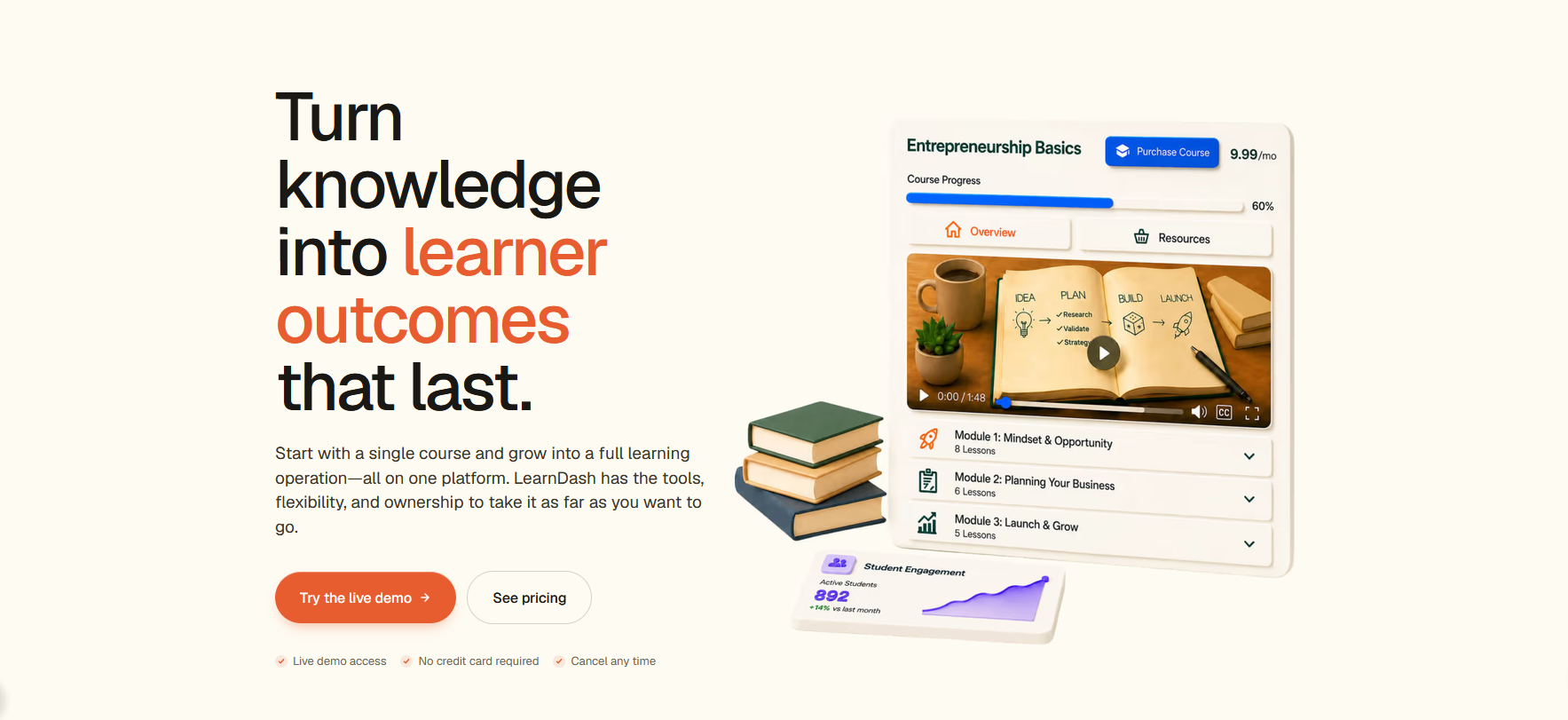 LearnDash Product Page Hero Section