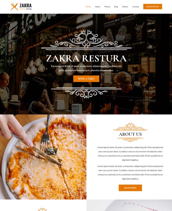 restaurant free elementor templates zakra